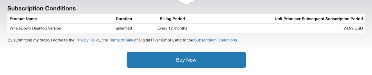 Subscription contitions